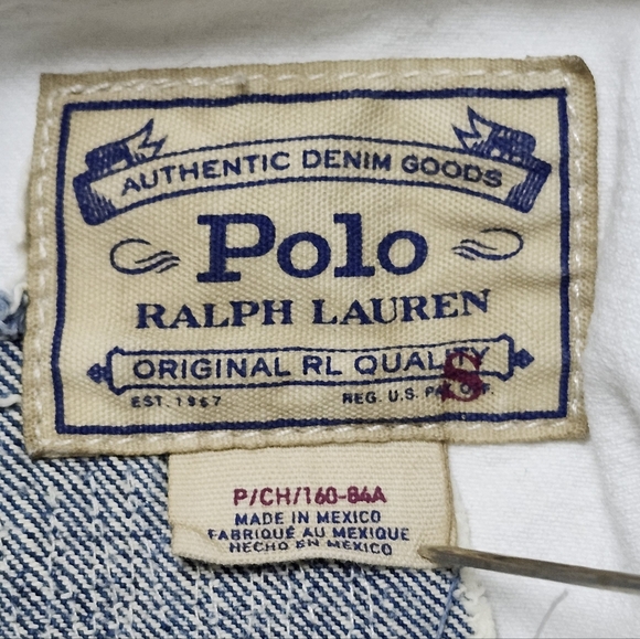 Polo Ralph Lauren White Distressed Patched Denim Jean Jacket. Sz. S - Picture 3 of 12